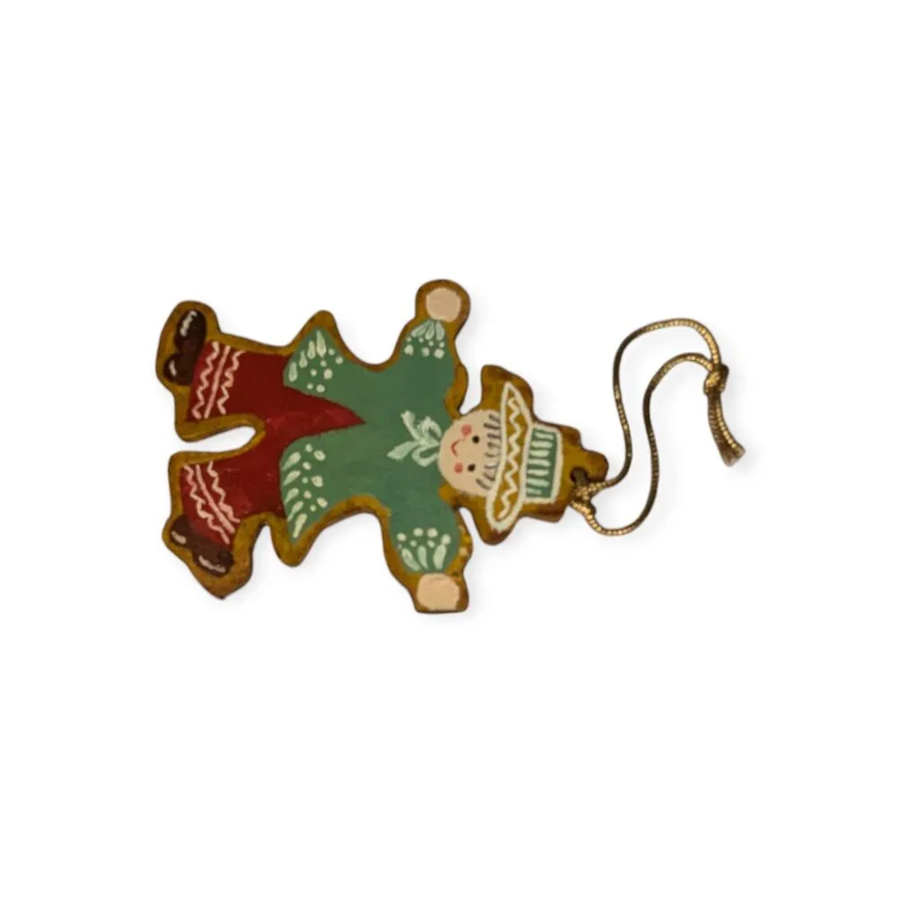 Vintage 1970s Hand Painted Flat Hard Board Christmas Ornaments Set of 8